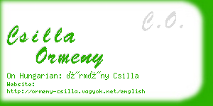 csilla ormeny business card